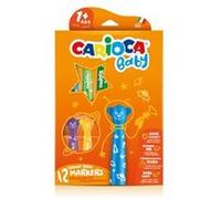 Carioca Feutres Baby Teddy pour enfants – ergonomiques, encre antibactérienne, lavables – 12 pièces