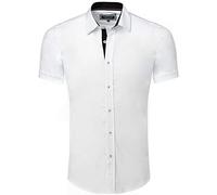 Carisma - Chemise décontractée à manches courtes ou longues au choix, coupe slim, pour les loisirs, les affaires, les mariages - Blanc - Small