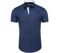 Carisma - Chemise décontractée à manches courtes ou longues au choix, coupe slim, pour les loisirs, les affaires, les mariages - Bleu - XX-Large