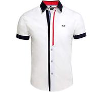 Carisma Chemise décontractée à Manches Courtes pour Homme - Coupe ajustée avec col Kent 9007, Blanc, L