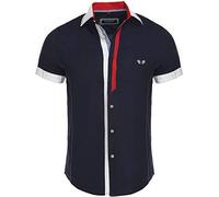 CARISMA Chemise décontractée à manches courtes pour homme - Coupe ajustée avec col Kent 9007, bleu marine, M
