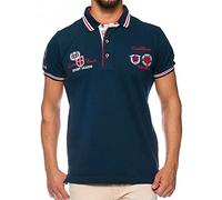 Carisma Polo à manches courtes pour homme 100 % coton • Polo pour homme avec broderie • Coupe droite agréable pour le bureau et les loisirs, bleu marine, L