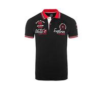 Carisma Polo à manches courtes pour homme 100 % coton • Polo pour homme avec broderie • T-shirt confortable coupe régulière, Noir , M