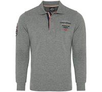Carisma Polo à manches longues en coton pour homme - T-shirt à manches longues avec broderie - Coupe droite agréable, Anthracite, M