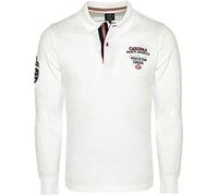 Carisma Polo à manches longues en coton pour homme - T-shirt à manches longues avec broderie - Coupe droite agréable, Blanc., S