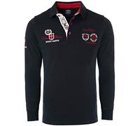 Carisma Polo à manches longues pour homme en coton • T-shirt à manches longues pour homme avec broderie • Coupe droite agréable pour le bureau et les loisirs, Noir , XXL