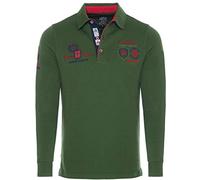 Carisma Polo à manches longues pour homme en coton • T-shirt à manches longues pour homme avec broderie • Coupe droite agréable pour le bureau et les loisirs, kaki, XXL