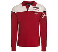Carisma Polo à manches longues pour homme en coton • T-shirt à manches longues pour homme avec broderie • Coupe droite agréable pour le bureau et les loisirs, rouge, L
