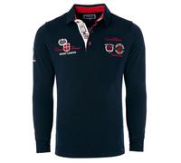 Carisma Polo à manches longues pour homme en coton • T-shirt à manches longues pour homme avec broderie • Coupe droite agréable pour le bureau et les loisirs, bleu marine, XL