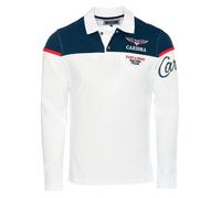 Carisma Polo à manches longues pour homme en coton • T-shirt à manches longues pour homme avec broderie • Coupe droite agréable pour le bureau et les loisirs, Blanc., L