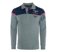 Carisma Polo à manches longues pour homme en coton • T-shirt à manches longues pour homme avec broderie • Coupe droite agréable pour le bureau et les loisirs, gris, L