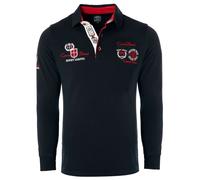 Carisma Polo à manches longues pour homme en coton • T-shirt à manches longues pour homme avec broderie • Coupe droite agréable pour le bureau et les loisirs, Noir , XXL