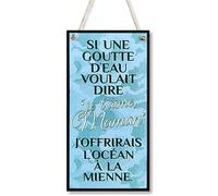 CARISPIBET 50% Maman + 50% Papa enseignes décoratives pour la maison décoration d'interieurs familie décor 30 x 15 cm (Si une goute)