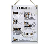 CARISPIBET 7 Rules of Life | Panneau de décoration d'intérieur heureux et inspirant - Décoration d'intérieur réconfortante - 30,5 x 20,3 cm