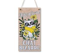 CARISPIBET Attention! Chat bizarre! Enseignes decoratives pour chez vous décoration pour le chambre enseignes de maison 30 x 15 cm