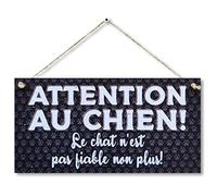 CARISPIBET Attention décoration drôles pour chez Vous plaques décoratives idéal pour Les propriétaires d'animaux décoration pour Amoureux des Animaux 15 x 30 cm