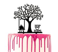 CARISPIBET Cake topper Décoration de Gâteau Couple sur une balançoire sous un arbre avec le script "Mr & Mrs"