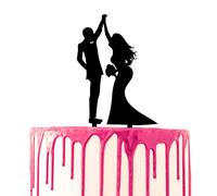 CARISPIBET Cake topper Décoration de gâteau de mariage en acrylique groom and bride high five Silhouette