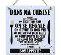 CARISPIBET Dans ma cuisine | enseignes décoratives plaques de décoration de maison décor pour la cuisine 20 x 20 cm
