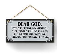 CARISPIBET Dear God | Enseignes pour la maison décoration religieux gratitude prier plaques décoratives 15 x 30 cm