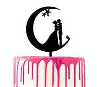 CARISPIBET Décoration de gâteau de mariage couple se tenant sur une lune en dernier croissant