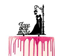 CARISPIBET Décoration de Gâteau Inscription "Love you more" Époux et Épouse s'embrasse sous une lampe de rue