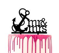 CARISPIBET Décoration de gâteau pour fête de mariage - Outil de décoration de gâteau Mr & Mrs avec une silhouette d'ancrage en acrylique