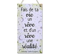 CARISPIBET Fait de la Vie Un rêve enseignes décoratives enseignes pour la Maison décoration de fête 30 x 15 cm