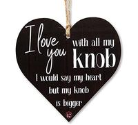 CARISPIBET I love you with all my knob | Enseignes décoratives rigolo et romantique plaques de décoration en forme de coeur cadeau pour copin ou copine déco de maison, salon, chambre