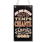 CARISPIBET Je ne suis pas tout le temps chiante enseigne pour la maison drôle affiche décoratif décoration mural 30 x 15 cm