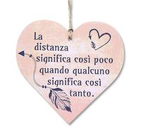 CARISPIBET La distance signifie si peu | signe décoratif maison en forme de coeur 12 x 12 cm