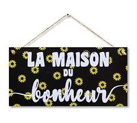 CARISPIBET La maison du bonheur enseignes décoratives décoration murales pour la maison décoration d'interieur 15 x 30 cm