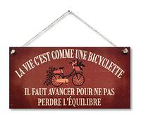 CARISPIBET La vie c'est comme une bicyclette enseignes décoratives ornements suspendus décoration murales 15 x 30 cm