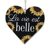 CARISPIBET La vie est belle | enseignes décoratives enseigne en forme de coeur décoration pour la maison 12 x 12 cm