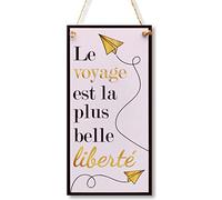 CARISPIBET La voyage est la plus belle liberté enseignes décoratives pour la maison décoration murales ornamentes 30 x 15 cm