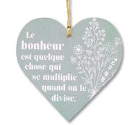 CARISPIBET Le bonheur est quelque chose qui se multiplique quand on le divise | pancartes décoration pour l'interieurs enseignes de maison affiches decoratives 12 x 12 cm