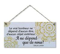 CARISPIBET Le vrai bonheur ne depend d'aucun être | enseignes pour la maison enseignes décoratives décoration pour chez vous 15 x 30 cm