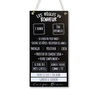 CARISPIBET Les règles du bonheur | enseignes pour la maison enseignes décoratives décoration de l'interieurs 30 x15 cm