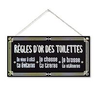 CARISPIBET Règles d'or enseignes de décoration pour la maison décoratifs suspendu salle de bains cadeau rigolo 15 x 30 cm