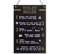 CARISPIBET Toilet Rules | Plaque décoratif, enseigne rigolo pour la Salle de Bain, décoration drôle 20,5 x 30,5 cm
