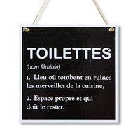 CARISPIBET Toilettes décorations pour la Maison drôles enseigne Rigolo enseignes pour la Salle de Bains Ornement Suspendu 20 x 20 cm