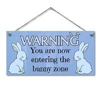 CARISPIBET Warning! You are entering the bunny zone | Enseignes pour maison plaques de décoration d'animaux idéal pour les amateurs de lapins panneaux décoratives 15 x 30 cm