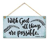 CARISPIBET With God all things are possible | Enseignes pour la maison panneaux décoratives religieux aimable inspirant déco d'interieurs 15 x 30 cm