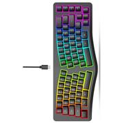 CARISSETT 69 claviers d'ordinateur ergonomiques avec cordon USB de type C détachable et 18 modes d'éclairage colorés, rétroactions fluides, clavier de jeu ergonomique