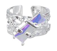 CARISSETT Bagues élégantes à extrémité ouverte avec design inspiré de Laval et pierres précieuses pour femmes avant-gardistes en alliage tendance, taille unique, Comme décrit, Comme décrit.