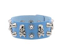 CARISSETT Bijoux punk unisexes avec large bande en cuir et décorations de crâne pour un usage quotidien style rocker, cuir synthétique, taille unique, Comme décrit
