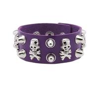 CARISSETT Bijoux punk unisexes avec large bande en cuir et décorations de crâne pour un usage quotidien style rocker, cuir synthétique, taille unique, Comme décrit