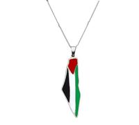 CARISSETT Collier avec pendentif carte de la Palestine ethnique Hip Hop Chaîne Bijoux Pull Chaîne Accessoire pour Homme Femme