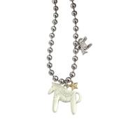 CARISSETT Collier avec pendentif cheval élégant en acier inoxydable réglable 44 cm pour enfants et adultes, taille unique, Comme décrit, Comme décrit.
