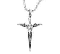 CARISSETT Collier avec pendentif unique en alliage avec pendentif en forme de crucifix aile d'inspiration gothique, bijoux pour elle occasions élégantes